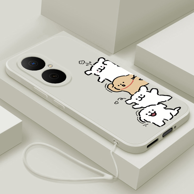 适用华为畅享80手机壳新款畅想70pro液态硅胶70s软壳70z镜头全包70x活力版防摔保护套尊享版男女生卡通招手狗