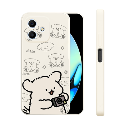 适用荣耀play6c手机壳新款华为荣耀play6tpro液态硅胶软壳por男女生play6T镜头全包防摔保护套卡通可爱拍照狗