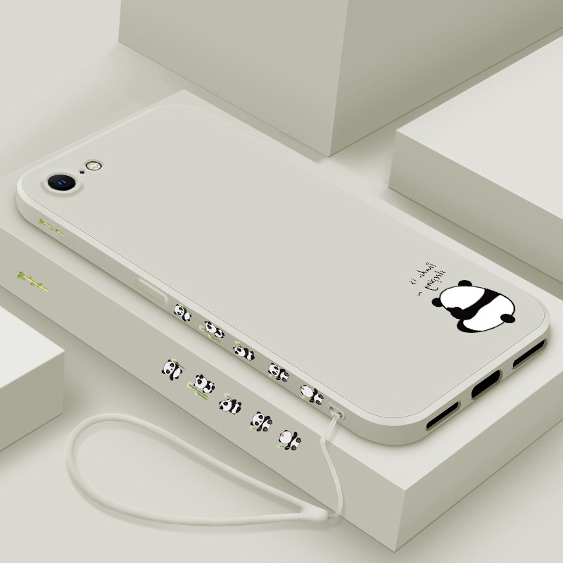 适用iPhone8手机壳新款苹果7plus液态硅胶软壳八6s镜头全包6plus防摔保护套七六男女生iphone5卡通5s创意熊猫