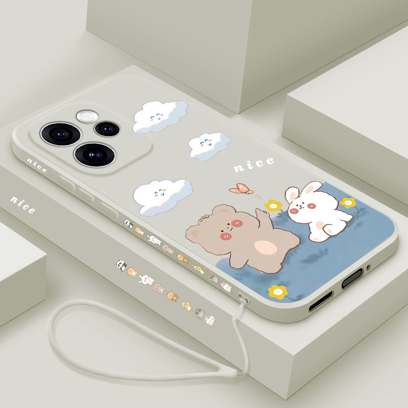 适用opporeno15手机壳新款oppo reno15pro液态硅胶软壳reno15c镜头全包防摔保护套男女情侣卡通可爱小熊小兔