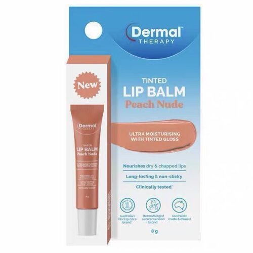 现货澳洲Dermal Therapy乐慕康Tinted Lip Balm唇膏桃子味8g