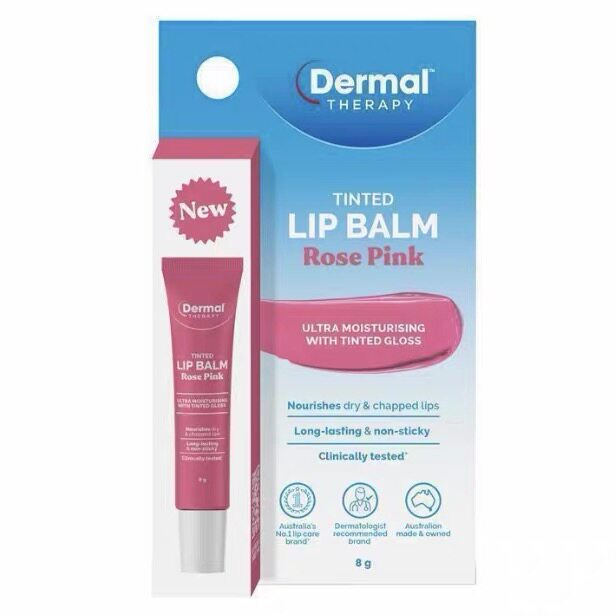 现货澳洲Dermal Therapy乐慕康Tinted Lip Balm唇膏玫瑰味8g