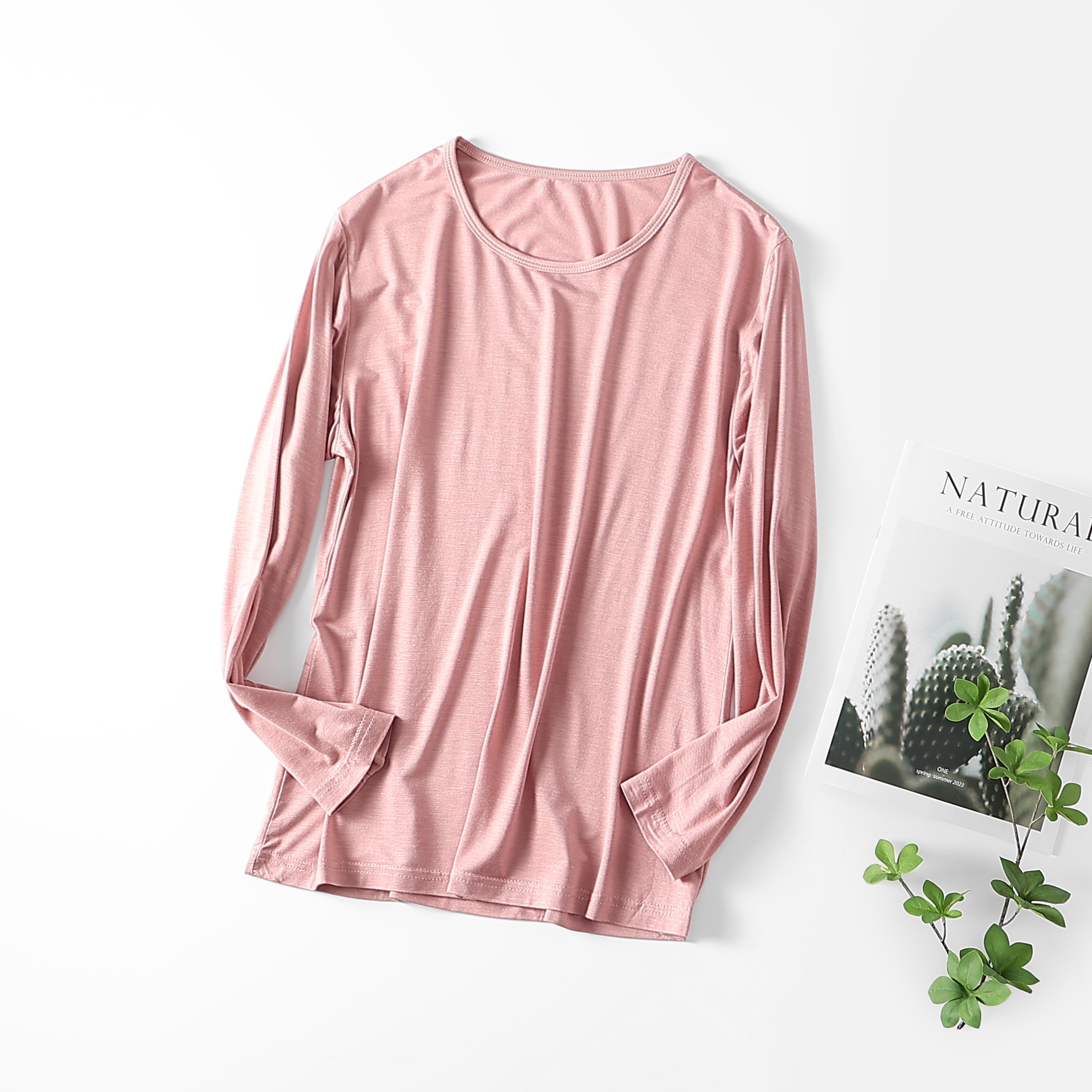 女长袖打底内衣睡衣家居服加肥加大码莫代尔宽松休闲单件上衣薄款