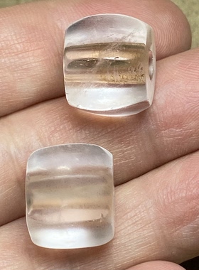 文玩老珠子回流天然白水晶多棱切面六棱珠西玛水晶珠子手链配珠