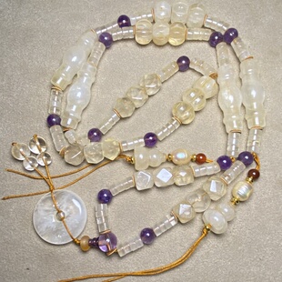 尼泊尔老水晶多宝项链白水晶八棱珠南瓜珠管珠勒子颈饰文玩毛衣链