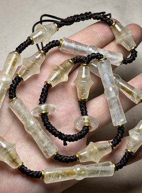 尼泊尔老水晶多棱珠白水晶竹节勒子水晶长管老珠子散珠项链配珠