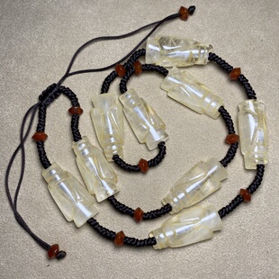 古玩文玩包浆天然白水晶勒子翁仲老水晶长管珠多宝项链毛衣链