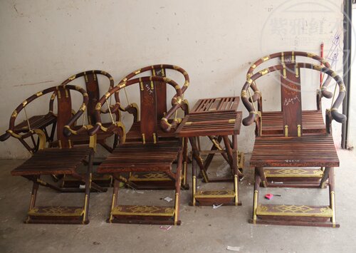 红木家具/老挝红酸枝交椅三件套交趾黄檀实木休闲折叠休闲椅圈椅