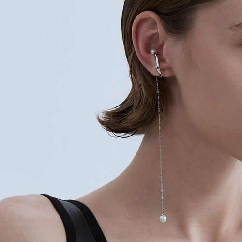 珍珠耳挂长流苏耳夹女无耳洞耳饰