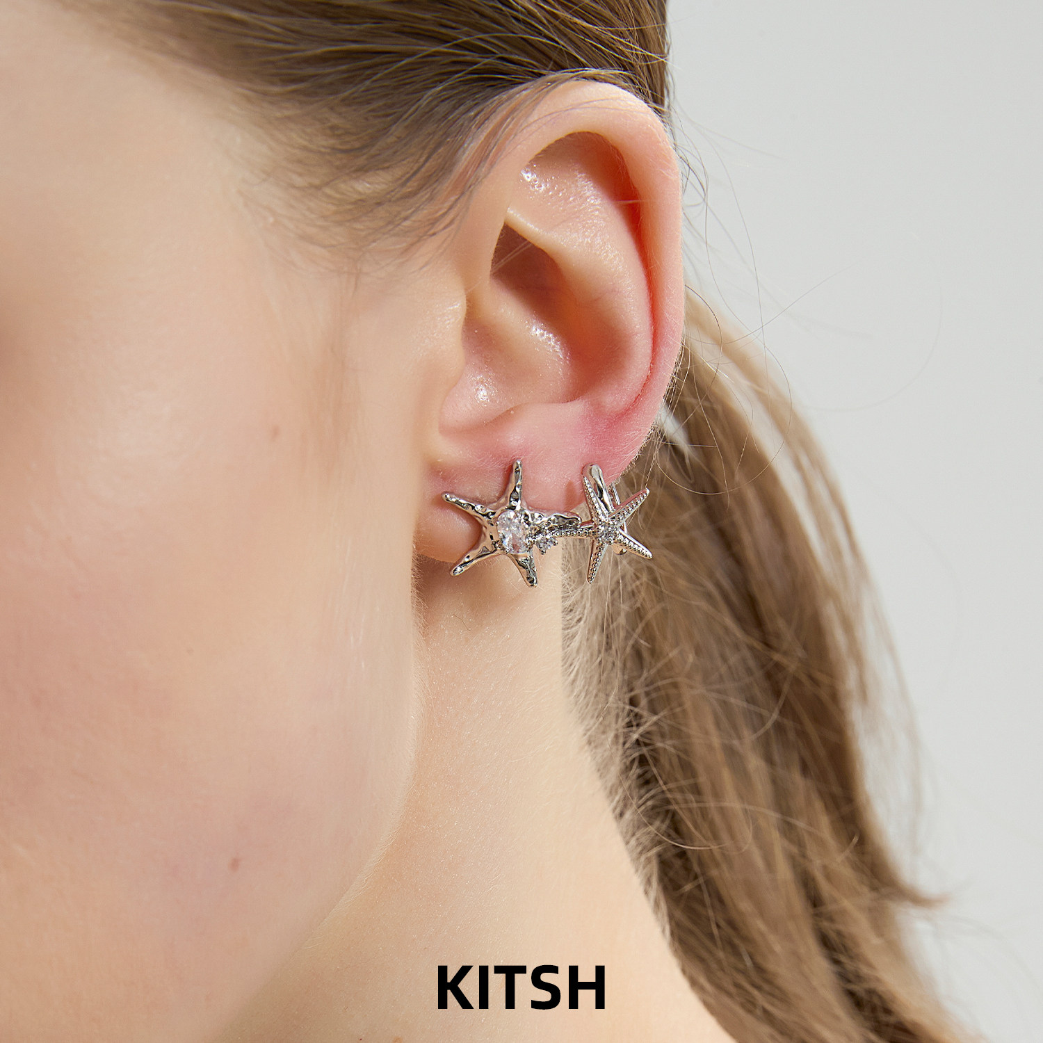 KITSH 海星耳钉耳骨夹女高级感原创小众设计通勤百搭爆款耳饰饰品,饰品/流行首饰/时尚饰品新,耳钉,淘宝优惠券,粉丝福利购,淘宝优惠卷