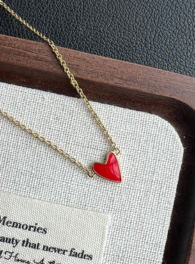 KITSH 红爱心项链小众ins风精致小巧高级气质通勤温柔秀气锁骨链