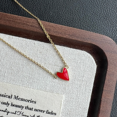 KITSH 红爱心项链小众ins风精致小巧高级气质通勤温柔秀气锁骨链