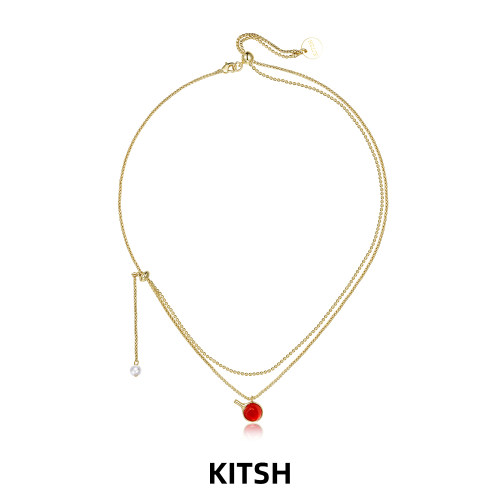 KITSH乒乓球双层项链女锁骨链