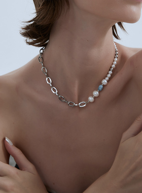 KITSH简约个性珍珠链条项链