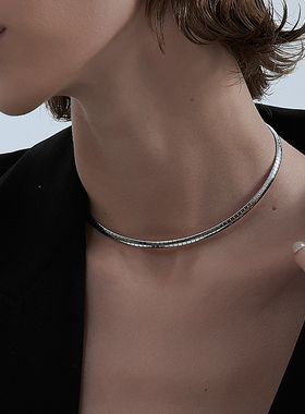 KITSH 蛇骨链项链女素链简约高级choker颈链小众银色项圈锁骨链