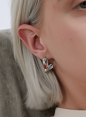 KITSH 不规则爱心耳钉女高级轻奢耳环独特小众耳饰不掉色洗澡可戴