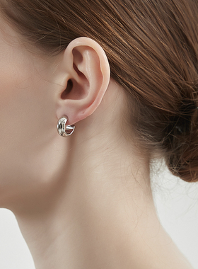 KITSH半圈c型耳环基础耳钉女气质简约高级小众设计s925银耳针耳饰