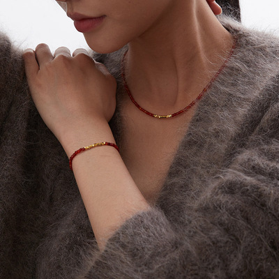 KITSH红玛瑙串珠项链女红色手链