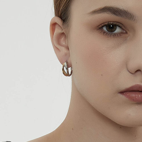 KITSH金银流线圆圈耳环