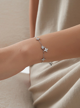 KITSH四叶草锆石手链女小众ins简约温柔气质精致通勤轻奢手环手饰