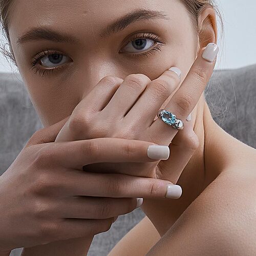 KITSH蓝锆石开口戒指女小众