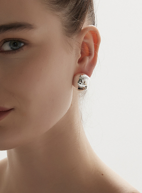 KITSH 捶打半圆球耳钉2025新款爆款高级小众耳环耳饰银色轻奢饰品