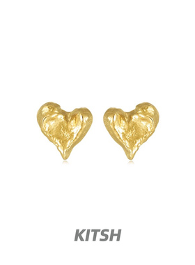 KITSH 不规则褶皱爱心耳钉女小众ins气质简约款通勤精致金色耳环