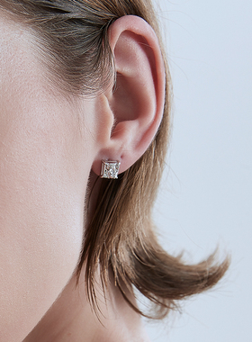 KITSH褶皱方块耳钉简约几何男女情侣耳环冷淡风耳饰立体小众潮人