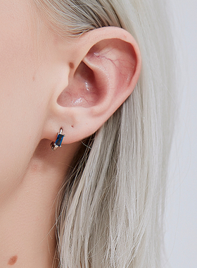 KITSH蓝宝石耳环女简约圆圈圆环耳钉日韩小众设计感复古宫廷网红