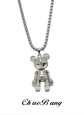 ｛可活动小熊钛钢项链｝潮时尚小众个性设计高级感时尚饰品