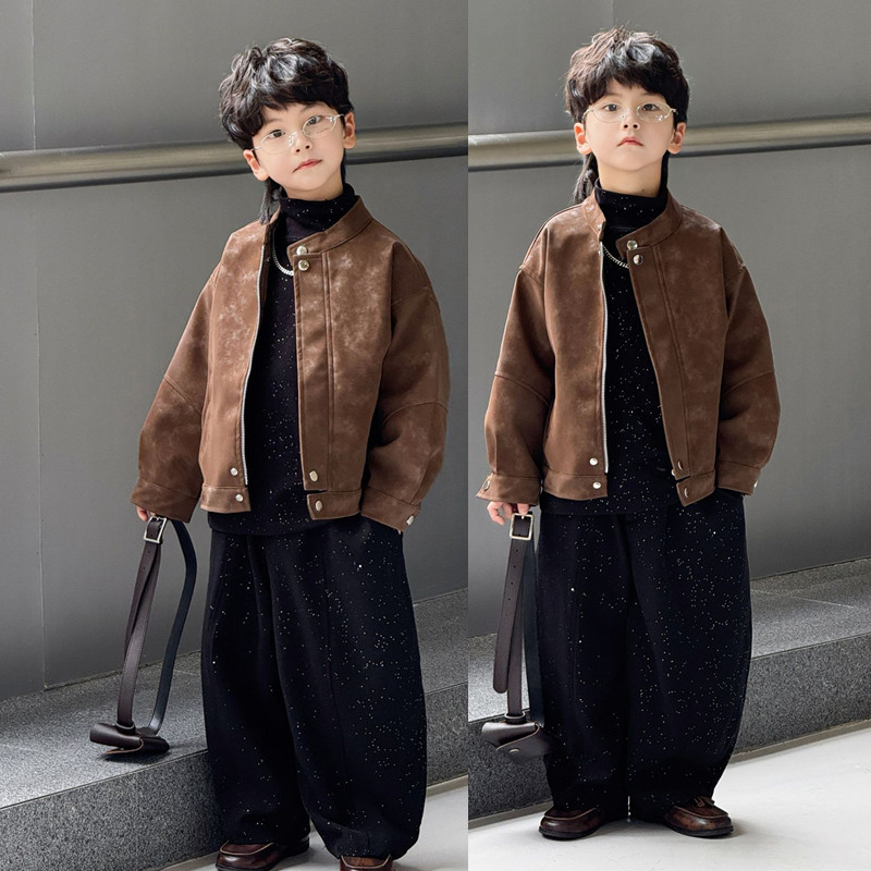 男童皮衣外套韩版炸街机车服潮酷