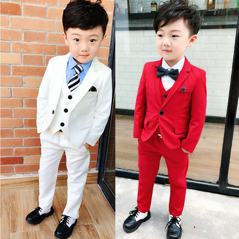 花童2男童小西装套装3英伦4岁男孩红色西服5洋气6儿童走秀演出服7