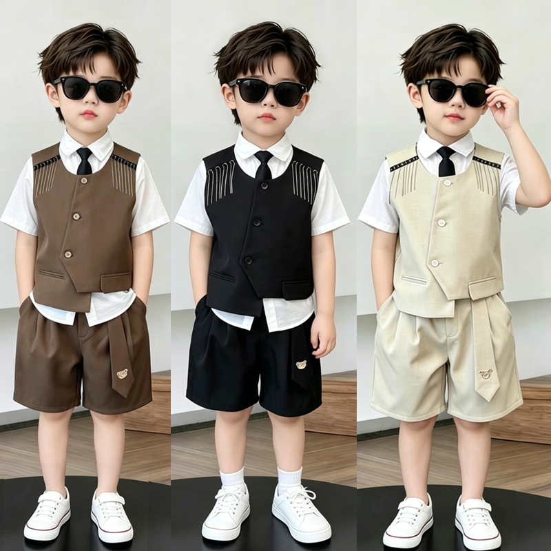 儿童西装套装夏季痞帅主持人礼服