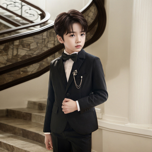 花童男童西装套装英伦男孩西服帅气儿童主持人演讲礼服钢琴演出服
