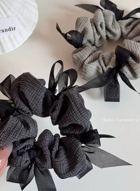 韩系丝带蝴蝶结大肠发圈女高级感秋冬复古丸子头头绳发绳扎发皮筋