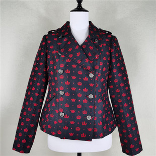 台湾品牌专柜正品折扣高端女装赫*HD秋冬款织花风衣短外套5522E