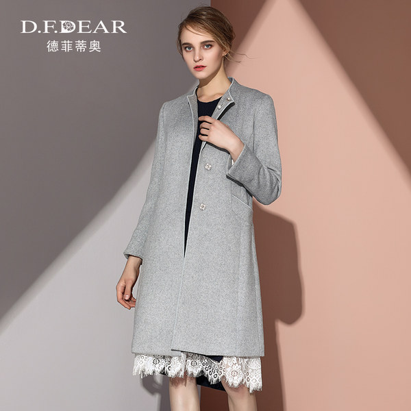 D．F．DEAR 德菲蒂奥 18年春季新款 女式中长款半开领羊毛呢大衣 凑单双重优惠折后￥229包邮（双重优惠）2色可选