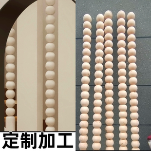 法式风实木罗马柱玄关圆球支撑柱圆珠圆柱子雕刻定制葫芦款长柱