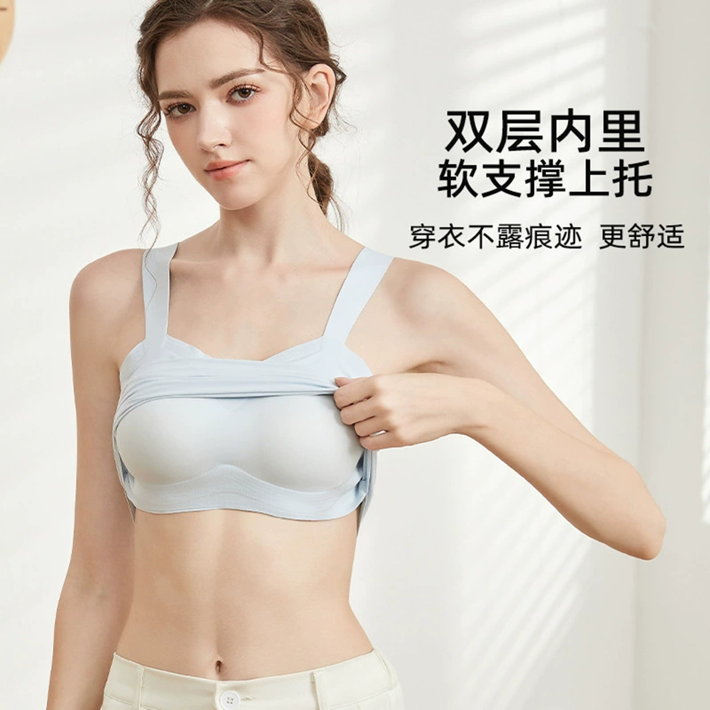 欧美女分体大码背心运动游泳衣保守上围速干胸垫防勒美背纯色温泉