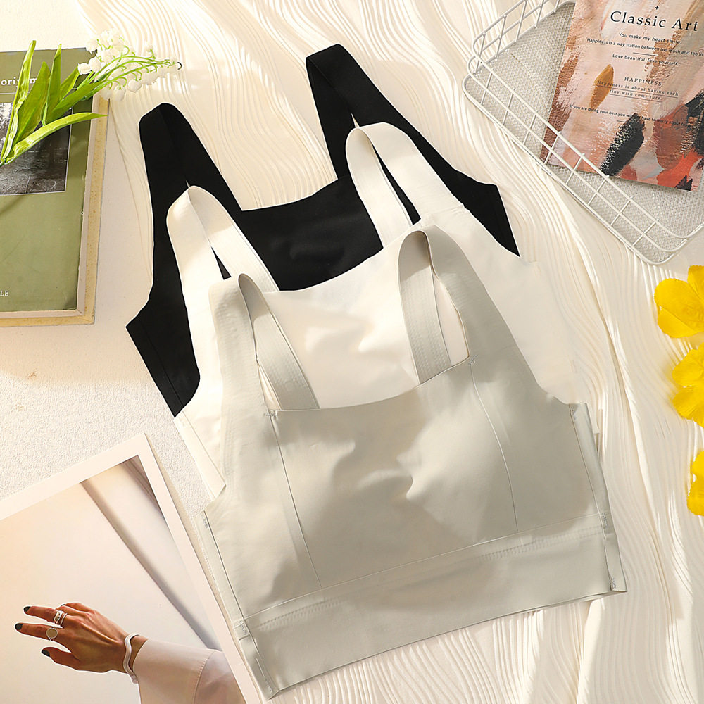 短款黑白色紧身运动小吊带游泳背心女士外穿内搭潜水打底文胸内衣