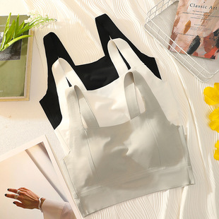 短款黑白色紧身运动小吊带游泳背心女士外穿内搭潜水打底文胸内衣