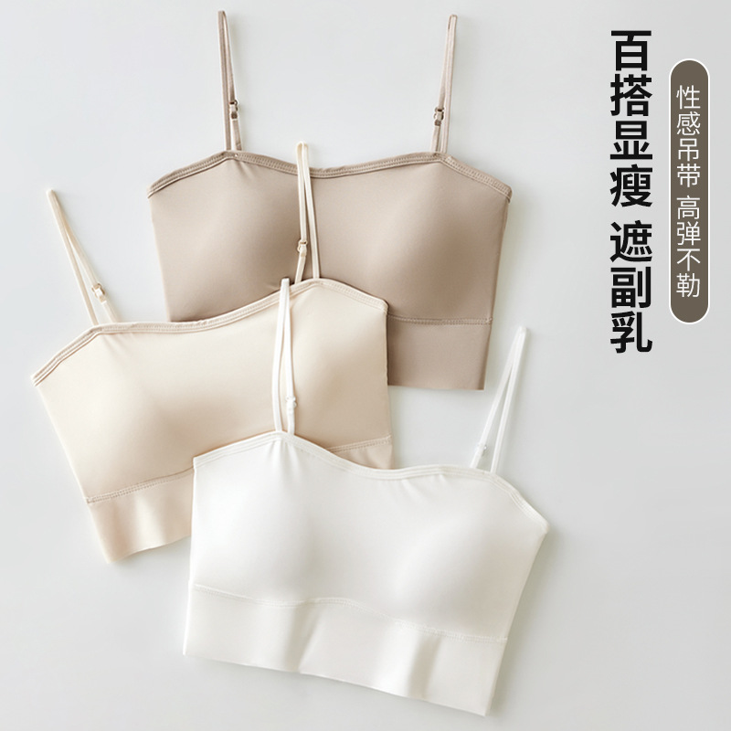 2025新款一体式带固定胸垫聚拢分体游泳衣女沙滩比基尼性感露背心