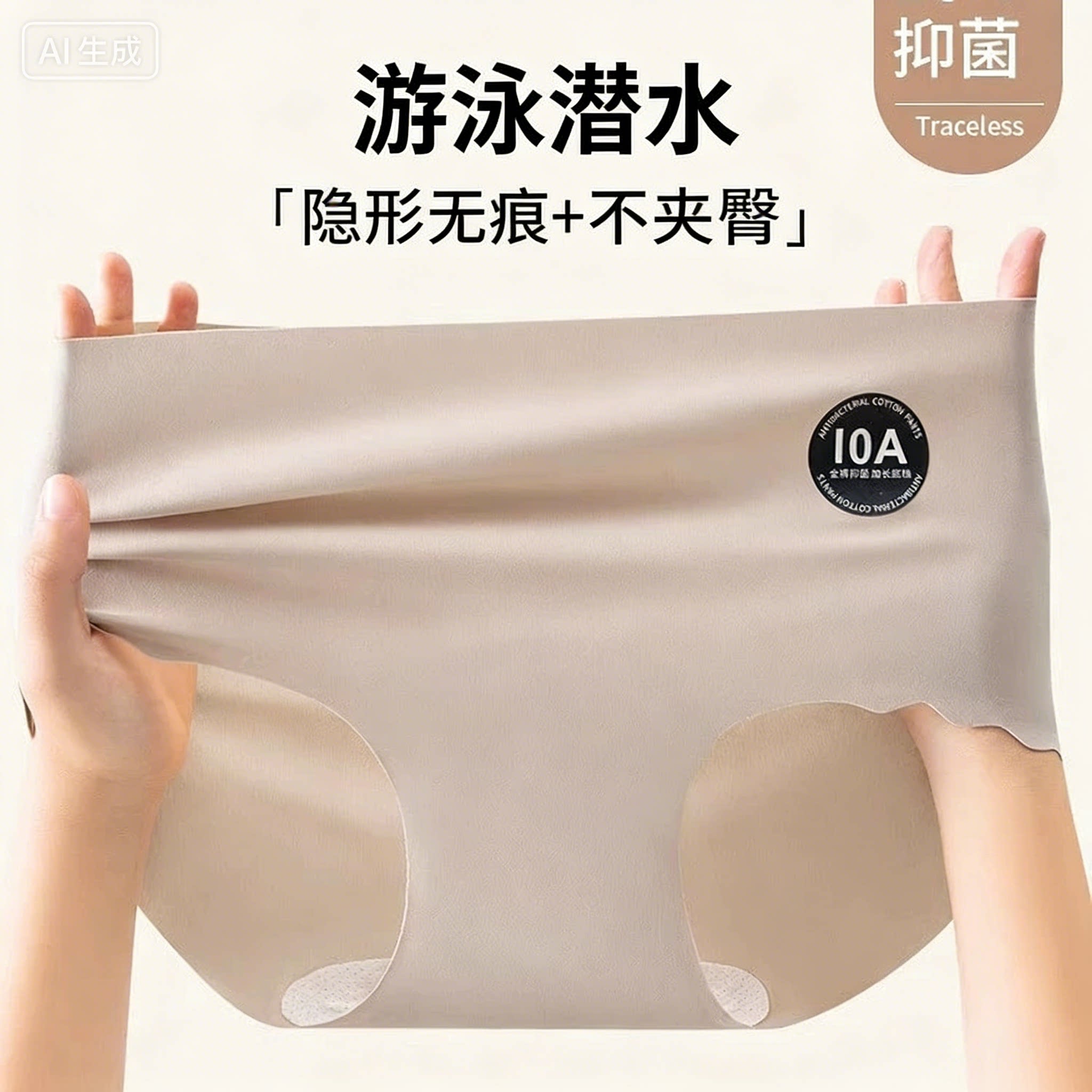 游泳潜水女打底内裤比基尼泳衣裤隐形速干内裤防走光安全裤三角裤