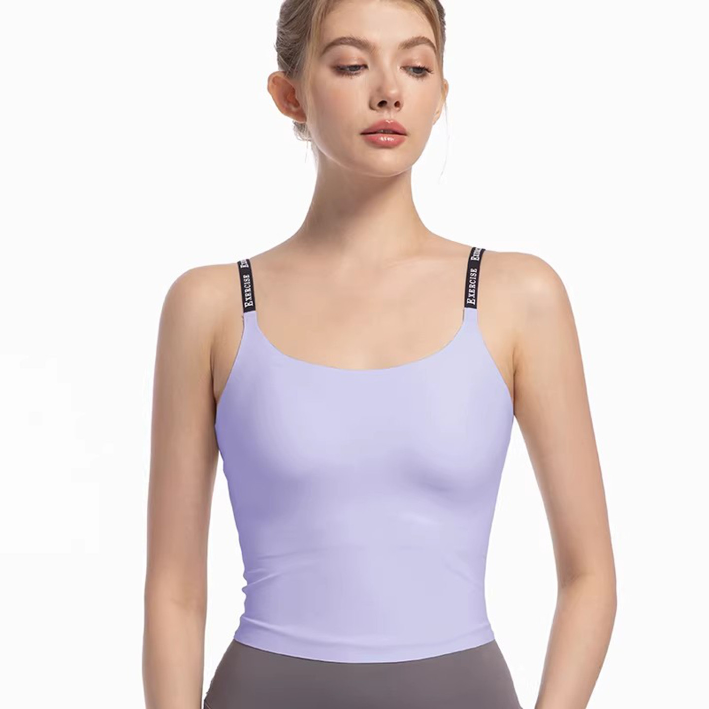 长款字母肩带固定胸垫分体游泳背心女潜水冲浪外穿一体式性感泳衣