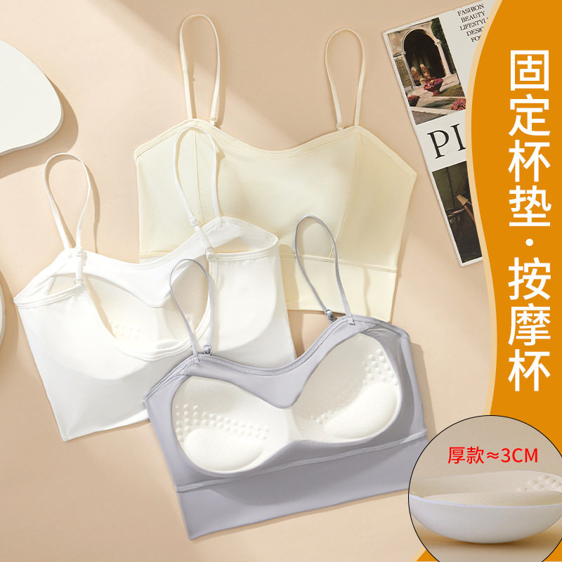 短款黑白色紧身运动小吊带游泳背心女士外穿内搭潜水打底文胸内衣