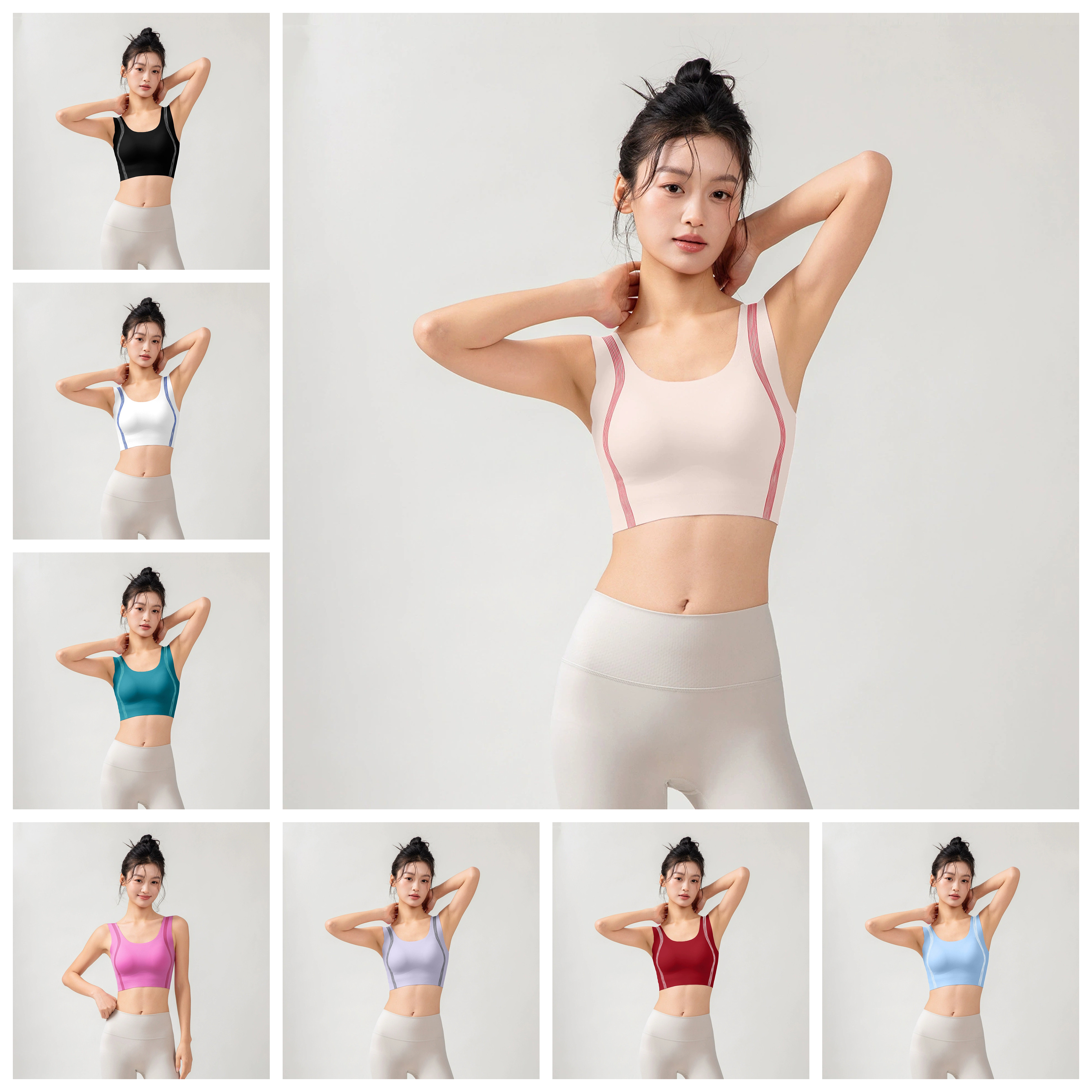 防上滑下垂带固定胸垫分体式游泳背心女短款吊带潜水冲浪夏季外穿