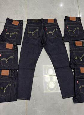 KAPITALJIN黑武士 原色未脱缰赤耳男士微锥小直筒牛仔裤16oz