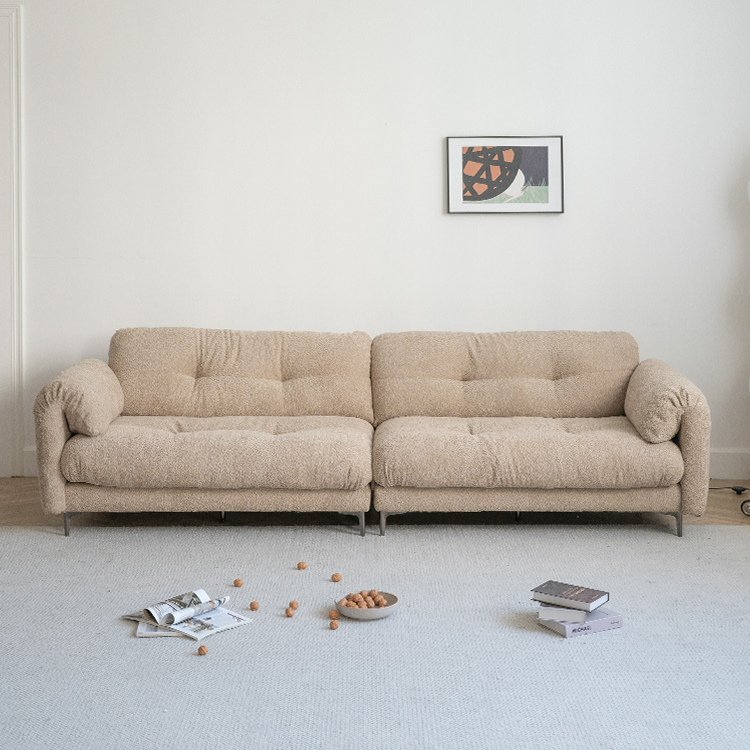 云朵沙发高脚款意式磨砂布直排网红小户型极简客厅布艺奶油风沙发