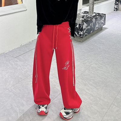 春夏新款烫钻长裤侧边抽绳休闲裤