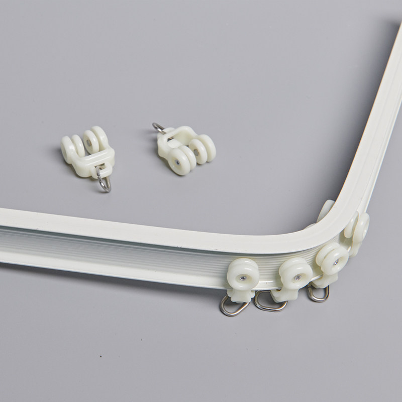 静音滑轨弯轨顶装窗帘导轨铝合金滑道飘窗滑轮单双加厚u型轨道